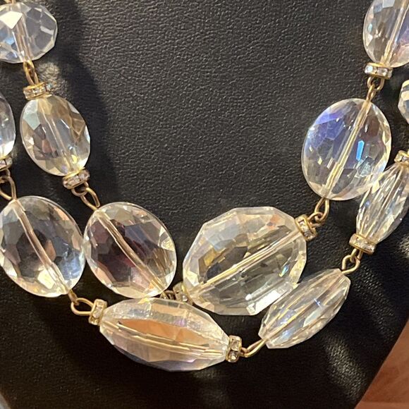 LK By Leetal Kalmanson Long Faceted Clear Glass Bead Chain Necklace 40”-43” - Picture 4 of 8